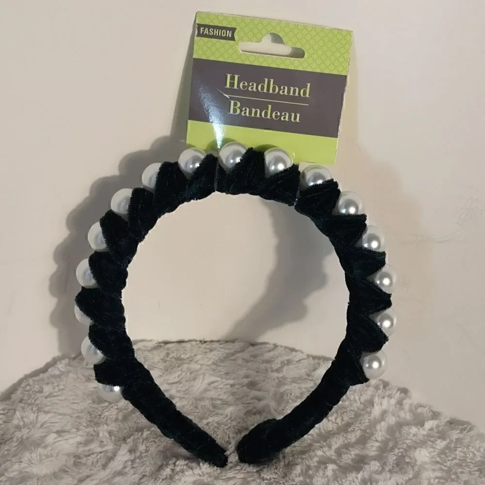 Dark Green With Large Pearl Headband